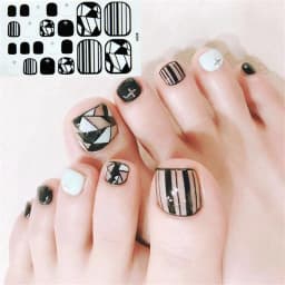 22Tips/Sheet Nail Sticker Adhesive Toenail Art Polish Tips French Glitter Sequins Nail Wraps Strips Easy Toenail Sticker
