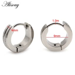 Alisouy 2pcs New Frosted Scrub Groove Ear Earring Stainless Steel Small Circle Hoop Earrings for Women Men Punk Piercing Jewelry