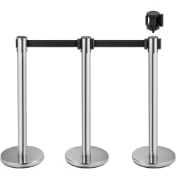 SucceBuy 2/3/6/8 Pcs Belt Stanchion Crowd Control Barrier Stainless Steel Queue Pole Retractable Belt for Bank Airport Stadium