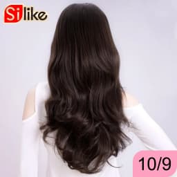 Silike 24Inch Synthetic Wavy 3/4 Half Wig Long Hair Extensions Ombre Blonde Capless Wigs Hair Clips Extension For Women 210g