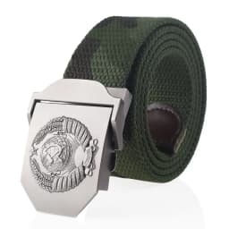 SupSindy New Canvas Belt 3D Soviet National Emblem Metal Buckle Jeans Belts for Men CCCP Army Military Tactical Belts Male Strap