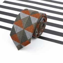 Men's Business Diamond Check Tie Artificial Wool Cotton Dark Color Tie Striped Black Grey Necktie For Daily Accessory Paty Gift