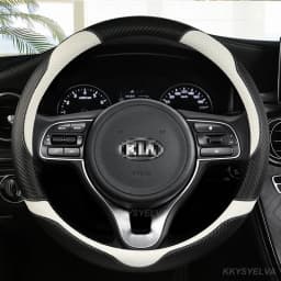 Carbon Fiber Leather Car Steering Wheel Cover for Kia Ceed Sportage Picanto Cerato Seltos Soul Rio 3 4 5 Auto Accessories