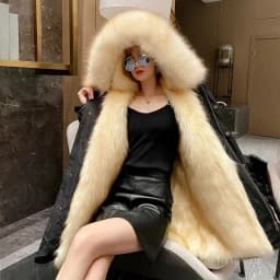 Winter Thick Warm Parkas Women Mink Detachable Inner Fur One Coat Long FauxFur Mink Cotton Jackets Female Hooded Chaquetas Mujer