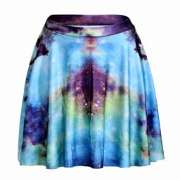 Women's Blue Starry Sky Galaxy Printed Cheering Squad Tutu Skater, Mini Pleated Skirt, Sexy Girl, New Summer