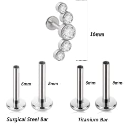 1PC G23 Titanium&Steel 16G CZ Gem Triangle Labret Lip Ring Crystal Cluster Ear Cartilage Tragus Helix Piercing Screw Fit Top 16g