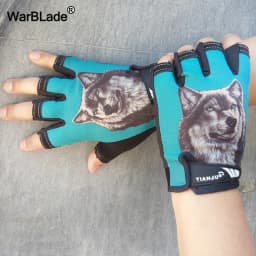 Men's Half Finger Gloves Wolf Pattern Sports Tactical Gloves Slip-resistant Antiskid Cycling Bike Gym Fitness Semi-finger Gloves