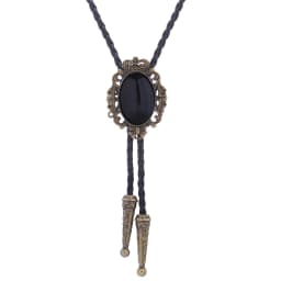 BRONZE GEM Bolo Tie Western Cowboy Opal Rodeo Leather Necktie