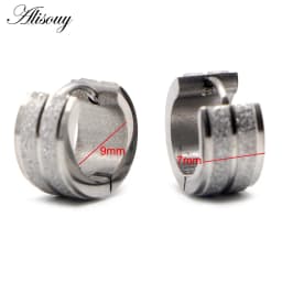 Alisouy 2pcs New Frosted Scrub Groove Ear Earring Stainless Steel Small Circle Hoop Earrings for Women Men Punk Piercing Jewelry