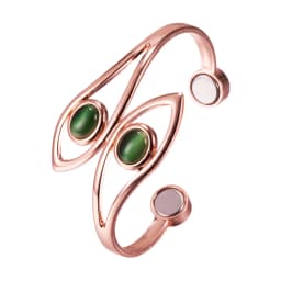 Dolphin Pure Copper Bracelets for Women Green Artificial Opal Magnetic Bangles Benefits Simple Adjustable Cuff Jewelry Female