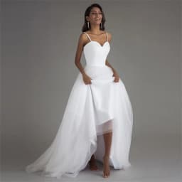 Customized Spaghetti Strap Beach Wedding Dresses White Tulle with Sashes Boho Bridal Gown A-line Bride dress Vestido Noiva Praia
