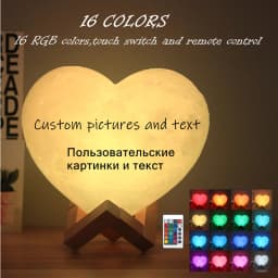 Customized Heart Shape Moon Lamp 3D print Personalized Photo Text Lunar USB Charging Night Lamp Custom gift