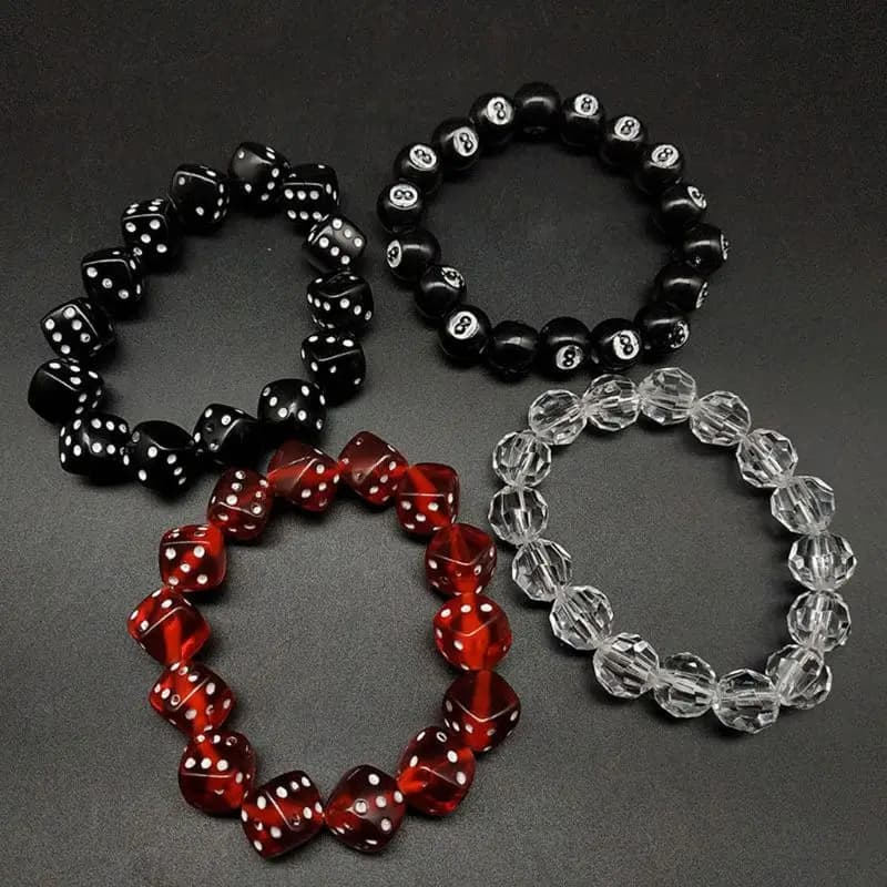 Colorful Acrylic Dice Beads Stretch Bracelets Funny Game Lucky Dice Bracelets Women Fashion Jewerly