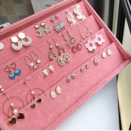 Pink Velvet B/M/S Necklace Earrings Storage Box Showcase Jewellery Stand Holder Ring Jewelry Display Organizer Case Tray Holder