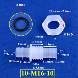 5~200pcs M12~M16 To 8~12mm PP Pagoda Direct Connector With Nut O-Ring Aquarium Tank Air Pump Adapter Irrigation Water Hose Joint
