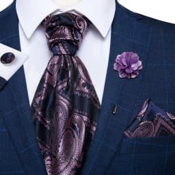 Classic Wedding Ascot Tie For Men Yellow Gold Red Paisley Floral Scarf Neck Tie Brooch Pin Set Cravat Ascot Tie For Banquet