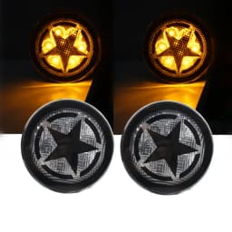 LED Turn Signal Lights for Jeep Wrangler JK & Unlimited 2007-2018 Star Front Grill Indicator Blinkers Parking Lights