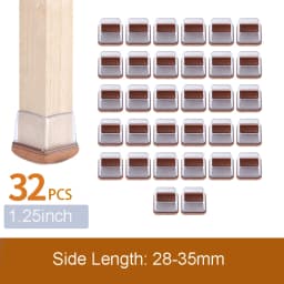 32PCS Table Chair Leg Floor Caps Cover Protectors Non Slip Square TPR Furniture Glides Feet Felt Pads Hardwood Floors Protector