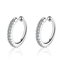 925 Silver Simple Zircon Crystal Clip on Ear Cuff Earring Women Small Mini Ear Clip Cuffs Without Piercing Hole Fake Earrings
