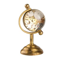 Retro Copper Spinning Globe Gold Desk Mechanical Pocket Watch Hand Winding Movement Home Office Luxury Decoration as Collectible