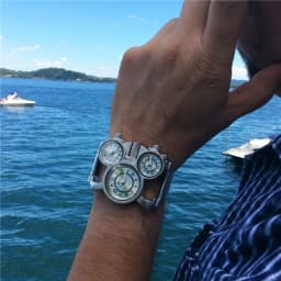 Oulm 1167 Three Time Zone Quartz Watches Men Mesh Steel Leather Band Sport Wristwatch Man Luxury Brand Male Clock relogio