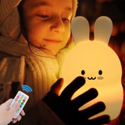 Touch Sensor Rabbit Night Light Remote Control 9 Colors LED Dimmable Timing Rechargeable Silicone Animal Lamp for Kids Baby Gift
