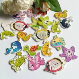 30PCs/lot Ocean Series Buttons for Sewing Decorative Buttons Scrapbooking Crafts Clothing Accessories Wooden Buttons