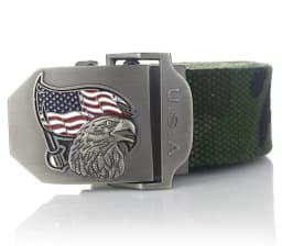 SupSindy Men Canvas Belt USA Eagle Metal Buckle Army Military Tactical Belts for Men Jeans Outdoor Training Soldier Strap Male