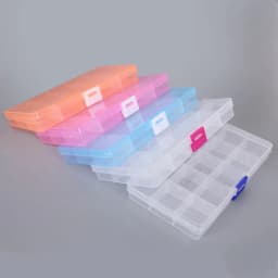 15 Grid Adjustable Transparent 5 Colors Jewelry Storage Box Ring Earring Beads Case Plastic Portable Organizer Box Travel Bins