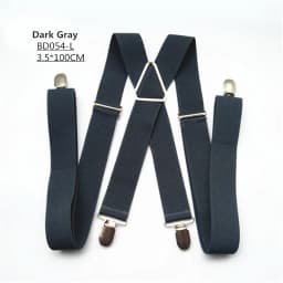 L XL XXLsize Dark gray men's suspender 3.5 cm width adjustable elastic X back clips on pants braces for men and women