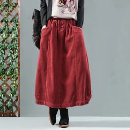 Women Solid Color Elastic Waist Loose Corduroy Retro Skirt Ladies Vintage Autumn Winter Skirts 2022 Pockets Female Skirts