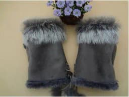 Female Rabbit Hair Wrist Gloves Fingerless Computer Typing Mittens Winter Women Suede Leather Warm Thick Cashmere Gloves G58