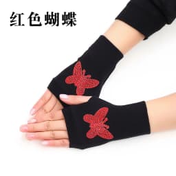 Lovely Cartoon Animals Pattern Skull Winter Rivet Gloves Women Warm Knitted Diamonds Sequins Cool Fingerless Dancing Gloves G101