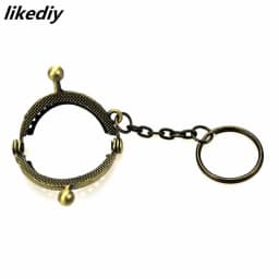 3 Pcs/Lot 4 CM Golden Bronze Silver Half Round Metal Purse Frame Kiss Clasp Lock With Key Ring Bag Accessories 3 Colors