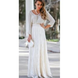 2019 Women Double Lace Layer Chiffon Pleated Long Maxi Skirt Elastic Waist Floral Ankle-Length long skirt streetwear PZ1585