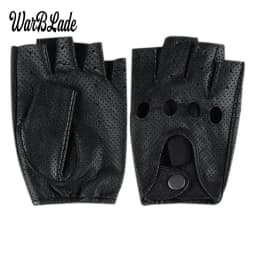 WarBLade Fashion Black PU Half Finger Driving Training Fitness Gloves Punk Jazz Fingerless Gloves For Women Luva Guantes