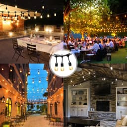 15M S14 String Lights E27 LED Retro Edison Filament Bulb Outdoor Garden Patio Holiday Wedding Garland LED S14 String Lights