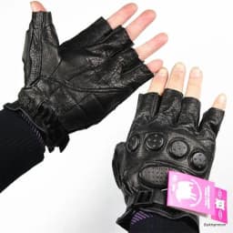 Men's Summer Leather Half Finger Gloves Thin Sheepskin Short Style Sports Fitness Outdoor Motorcycle Riding Fingerless Glove
