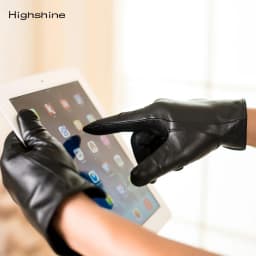 Men Soft Sheepskin Leather Gloves Touch Screen Winter Business Driving Knit Lining Warm