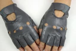 Leather Half Finger Gloves Women's Short Thin Section Unlined Spring and Autumn Motorcycle Riding Ladies Driving Fingerless