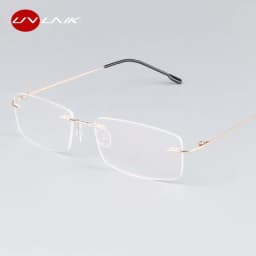 UVLAIK Classic Mens Pure Titanium Rimless Glasses Frames Myopia Optical Frame Ultra-light Titanium Frameless Eyeglasses Frame