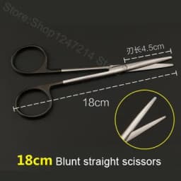 12.5 15 16 18cm black handle round head scissors fine blunt straight straight scissors