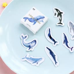 45 Pcs Whale Label Stickers Pack Decorative Stationery DIY Stick-On Tags for Scrapbooking Journaling And Album Making