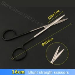 12.5 15 16 18cm black handle round head scissors fine blunt straight straight scissors