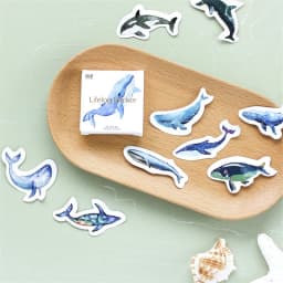 45 Pcs Whale Label Stickers Pack Decorative Stationery DIY Stick-On Tags for Scrapbooking Journaling And Album Making