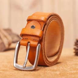 Men's Genuine Leather Belt for Men - Brown Cow Leather Strap with Pin Buckle, Vintage Style Belt for Jeans, Cintos Masculinos