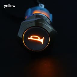 New 5/8" 12V 16mm LED Power Light Momentary Push Horn Button Metal Switch Push Button Car Latch Speaker Bell Horn