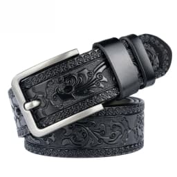 MEDYLA Belts For Men High Quality Cow Genuine Leather Embossing Belt Male Fashion Classic Vintage Pin Buckle Strap For