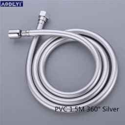 PVC High Pressure Silver & Black Smooth Shower Hose For Bathroom Handheld Head Flexible Plumbing Anti Winding GI/2 Universal