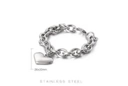 Gold Color 11mm Width Big Love Heart Charm Bracelet for Couples Men Women Metal Link Chain Trendy Jewelry